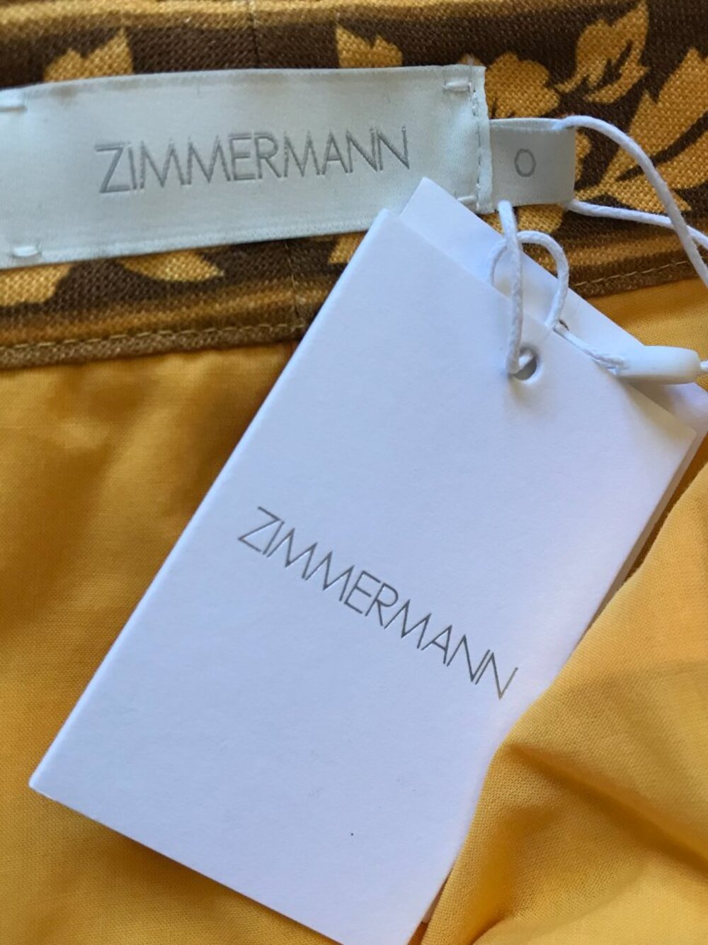 NWT Zimmermann Raie Mini Shorts Womens 0 XS Yellow Gold Brown Floral Linen NEW - Picture 4 of 14